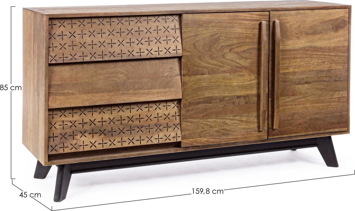 Credenza "Emira" con struttura e piedini in legno di mango, stile vintage in Credenze Decor Space - Altamura, commercioVirtuoso.it