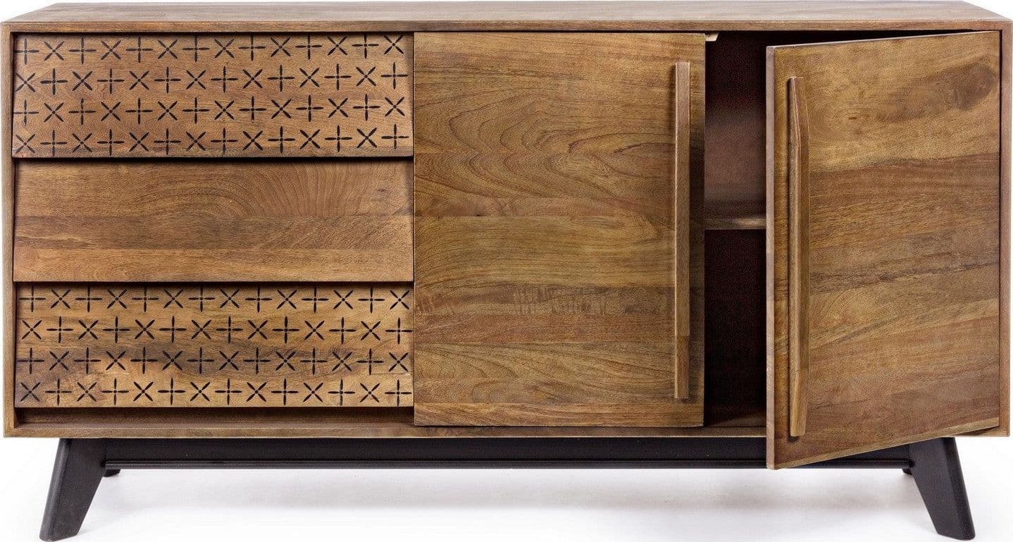Credenza "Emira" con struttura e piedini in legno di mango, stile vintage - 7