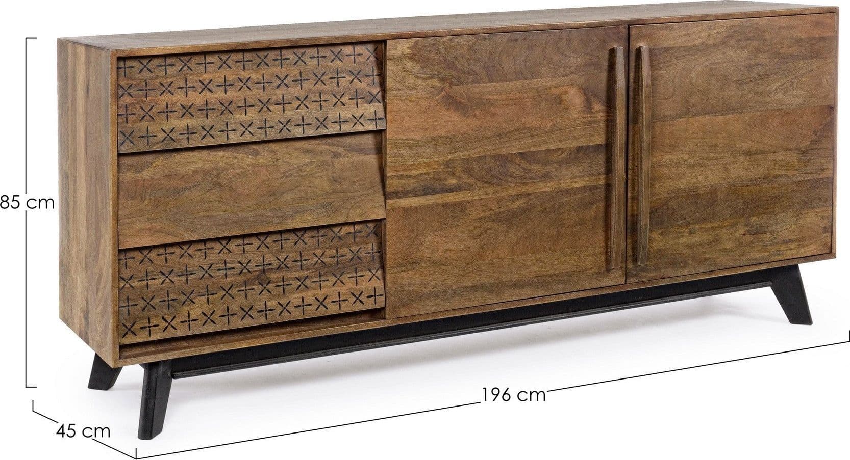 Credenza "Emira" con struttura e piedini in legno di mango, stile vintage - 10