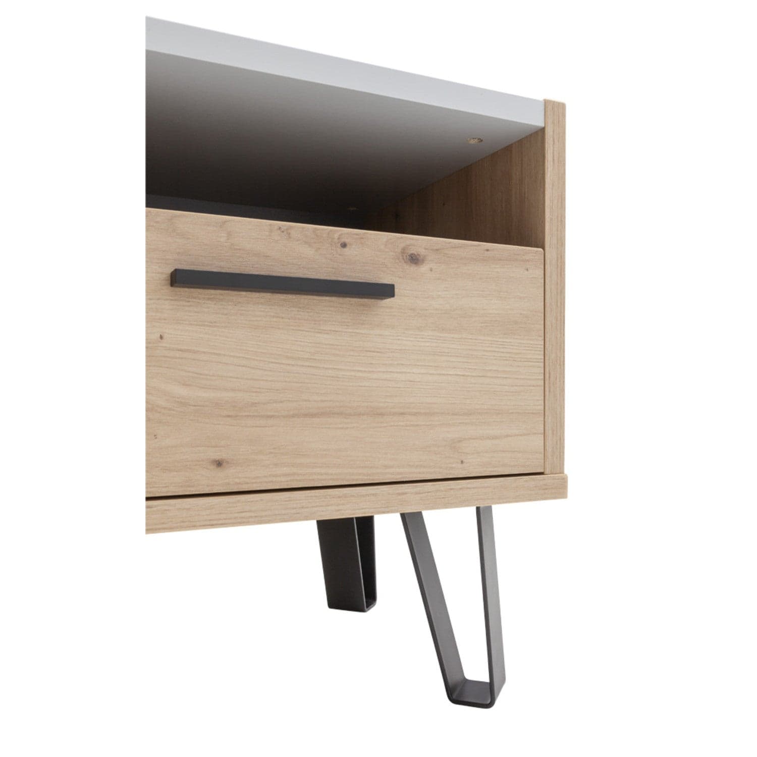 Comodino "Vitruvia" con 1 cassetto ed 1 vano rovere e nero h 52 cm in Comodini Decor Space - Altamura, commercioVirtuoso.it