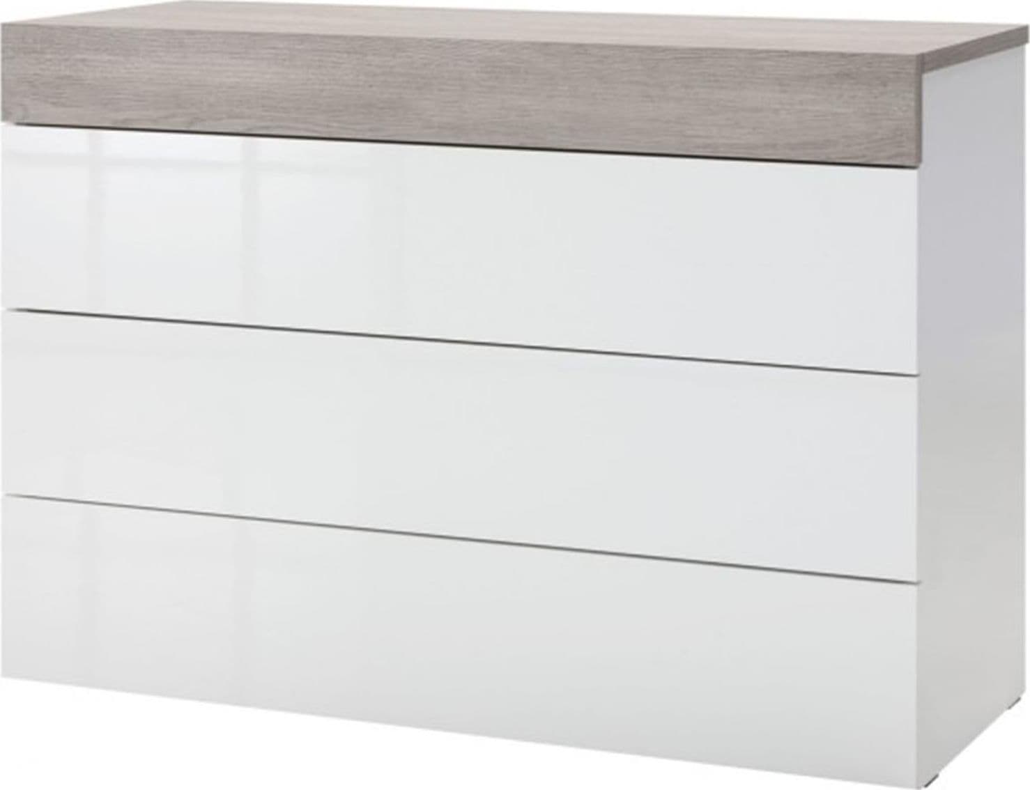 Cassettiera con 4 cassetti "Gelosia" bianco laccata e rovere gessato h 85 cm - 3