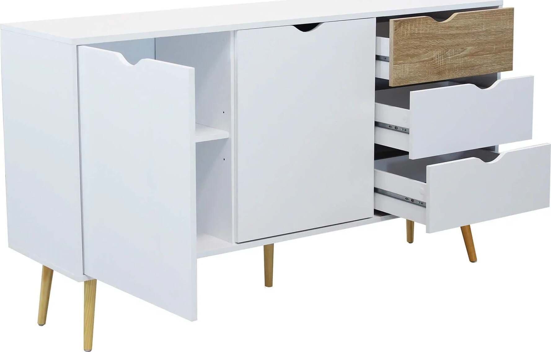 Cassettiera con 5 cassetti, mobile basso Bradley guide in metallo h 82 cm Casa e cucina/Organizzazione interni/Porta oggetti cassetti e scaffali/Cassettiere Decor Space - Altamura, Commerciovirtuoso.it