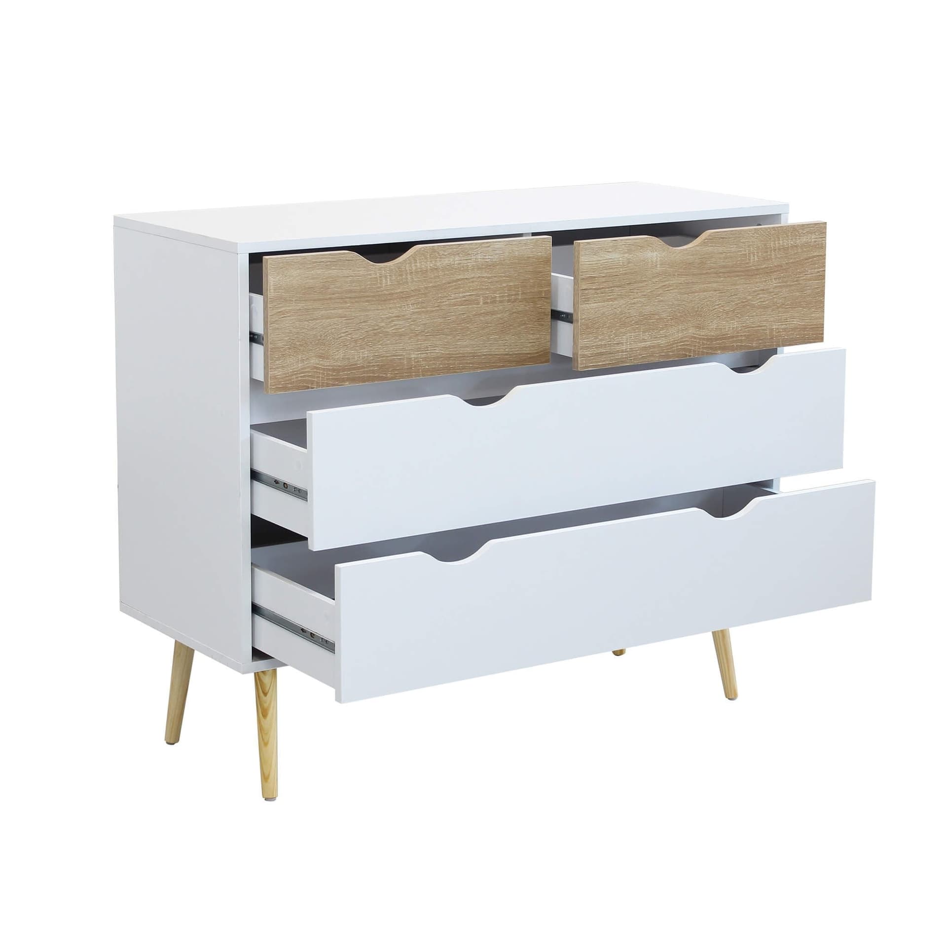 Cassettiera con 4 cassetti, mobile Terence guide in metallo h 82 cm in Cassettiere Decor Space - Altamura, commercioVirtuoso.it