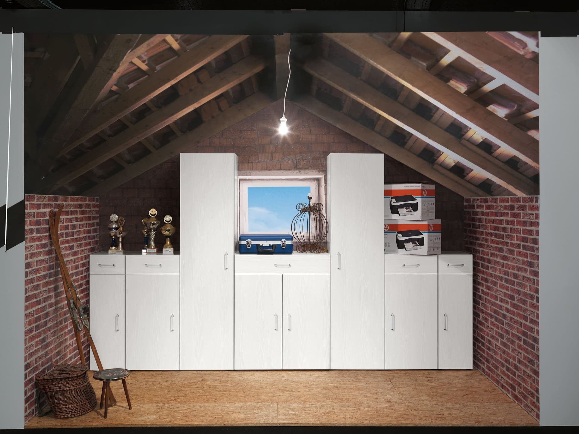 Colonna bassa con 1 anta e 1 cassetto, mobile componibile "Level" 45 x h 100 cm - 6