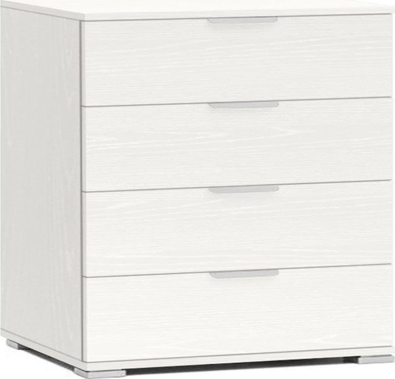Cassettiera con 4 cassetti, mobile basso "Level" guide in ABS h 82 cm – Bianco Frassino – Valentini – scaffale