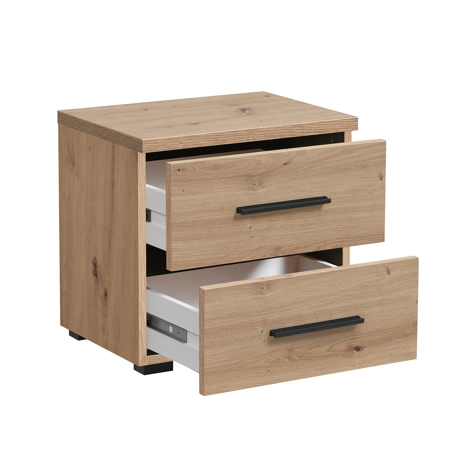 Comodino con 2 cassetti "Austria" Rovere con guide in metallo h 43 cm in Comodini Decor Space - Altamura, commercioVirtuoso.it