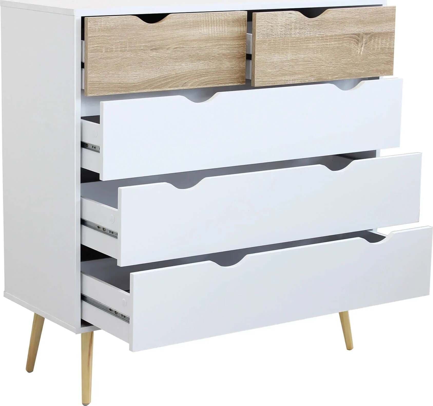 Cassettiera con 5 cassetti, mobile basso Wesley guide in metallo h 101 cm Casa e cucina/Organizzazione interni/Porta oggetti cassetti e scaffali/Cassettiere Decor Space - Altamura, Commerciovirtuoso.it