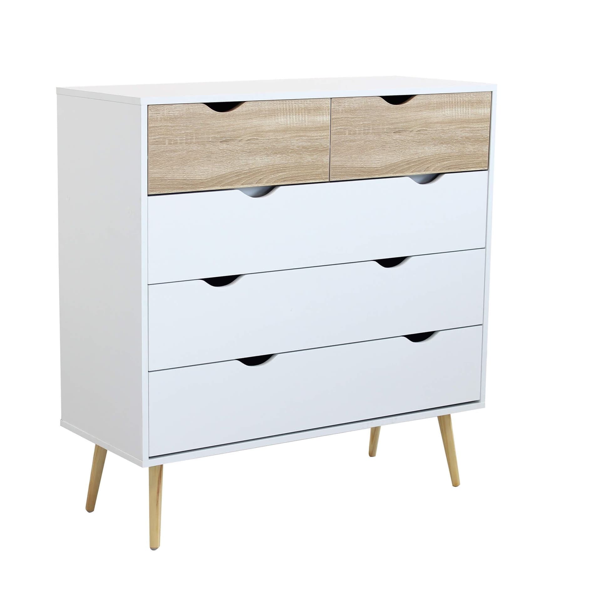 Cassettiera con 5 cassetti, mobile basso Wesley guide in metallo h 101 cm in Cassettiere Decor Space - Altamura, commercioVirtuoso.it