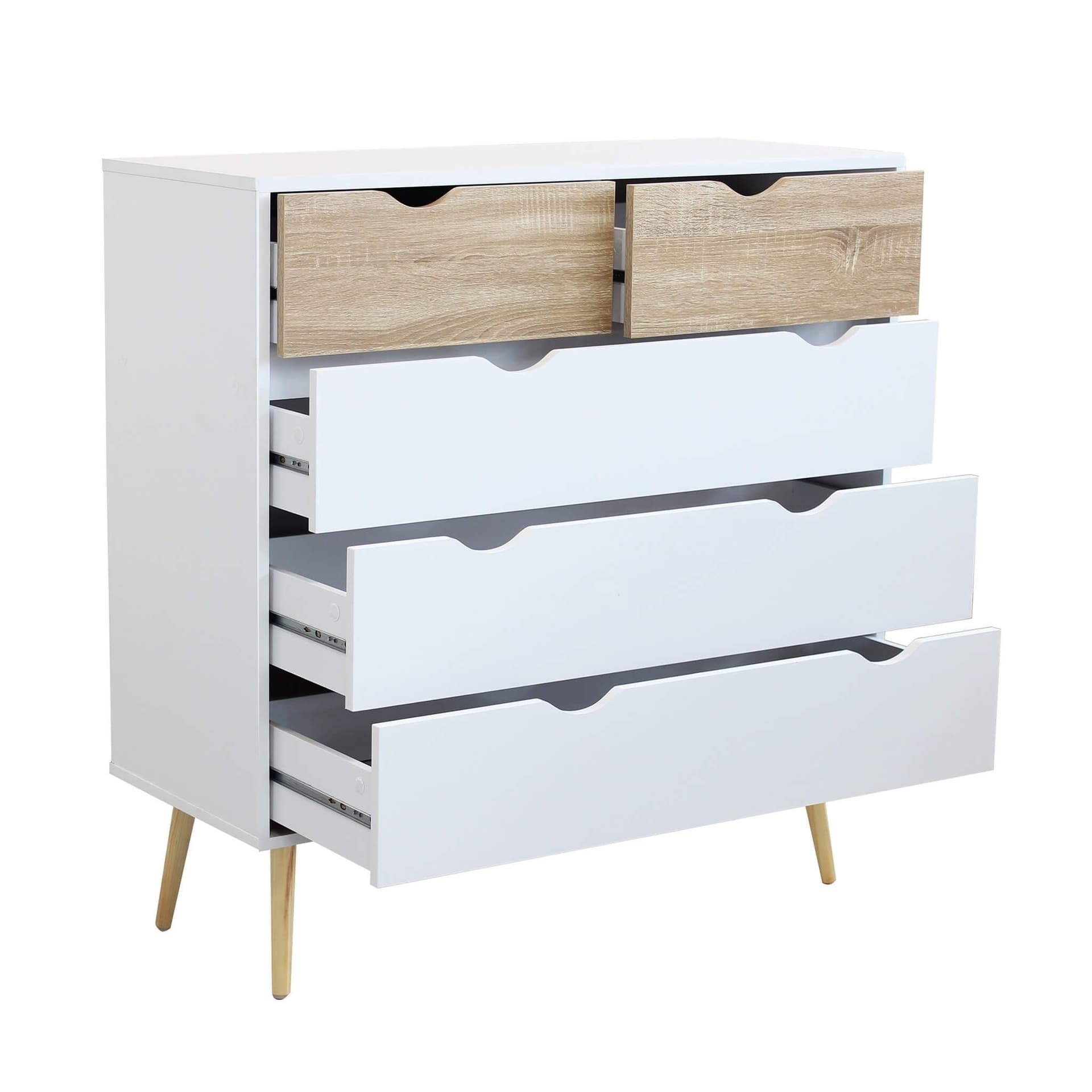 Cassettiera con 5 cassetti, mobile basso Wesley guide in metallo h 101 cm in Cassettiere Decor Space - Altamura, commercioVirtuoso.it