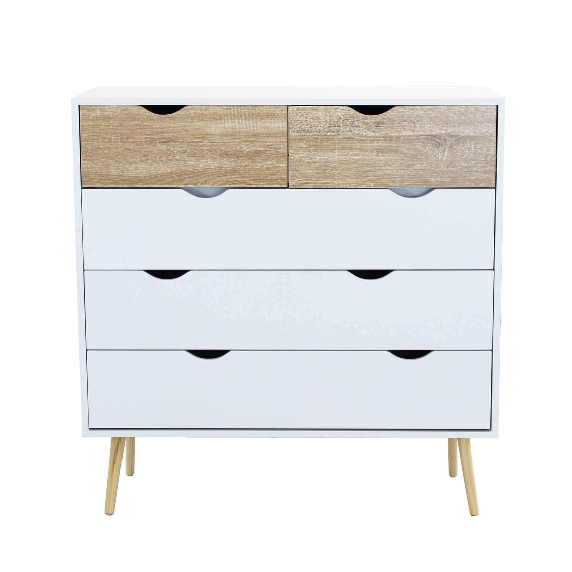 Cassettiera con 5 cassetti, mobile basso Wesley guide in metallo h 101 cm in Cassettiere Decor Space - Altamura, commercioVirtuoso.it