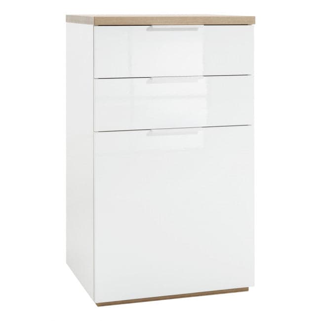 Madia multiuso "Mundi" 1 anta e 2 cassetti bianco laccato arredamento moderno h 102 cm in Cassettiere Decor Space - Altamura, commercioVirtuoso.it