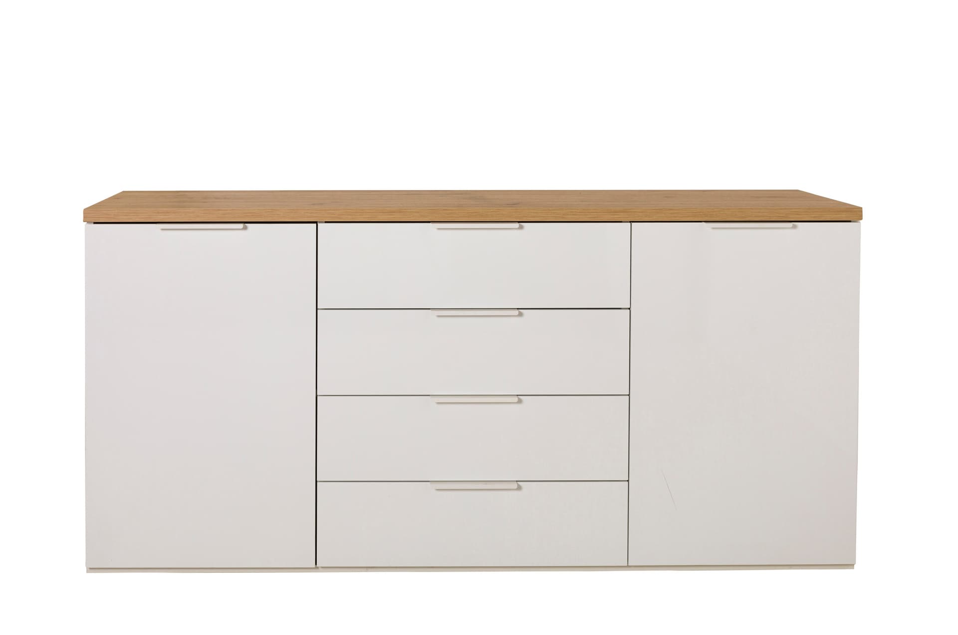 Cassettiera multiuso "Mundi" con 4 cassetti e 2 ante Rovere e Bianco h 82 cm in Cassettiere Decor Space - Altamura, commercioVirtuoso.it