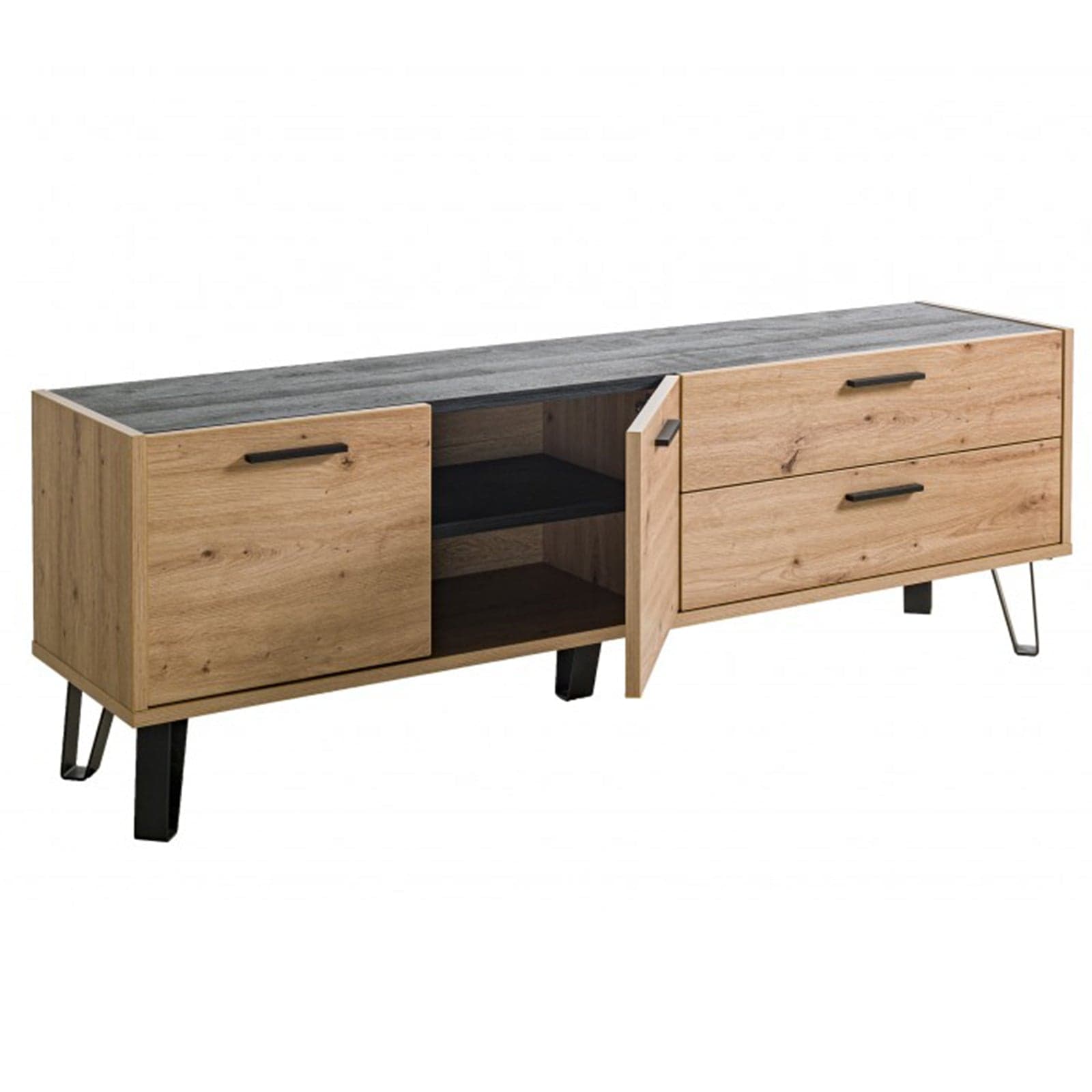 Madia porta TV con 2 ante e 2 cassetti "Vitruvia" mobile basso in legno "Made in Italy" 149 cm - 10