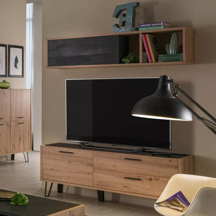 Madia porta TV con 2 ante e 2 cassetti "Vitruvia" mobile basso in legno "Made in Italy" 149 cm in Pareti attrezzate Decor Space - Altamura, commercioVirtuoso.it