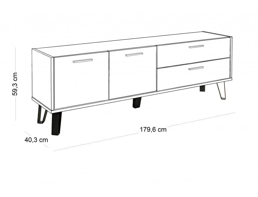 Madia porta TV con 2 ante e 2 cassetti "Vitruvia" mobile basso in legno "Made in Italy" 149 cm in Pareti attrezzate Decor Space - Altamura, commercioVirtuoso.it
