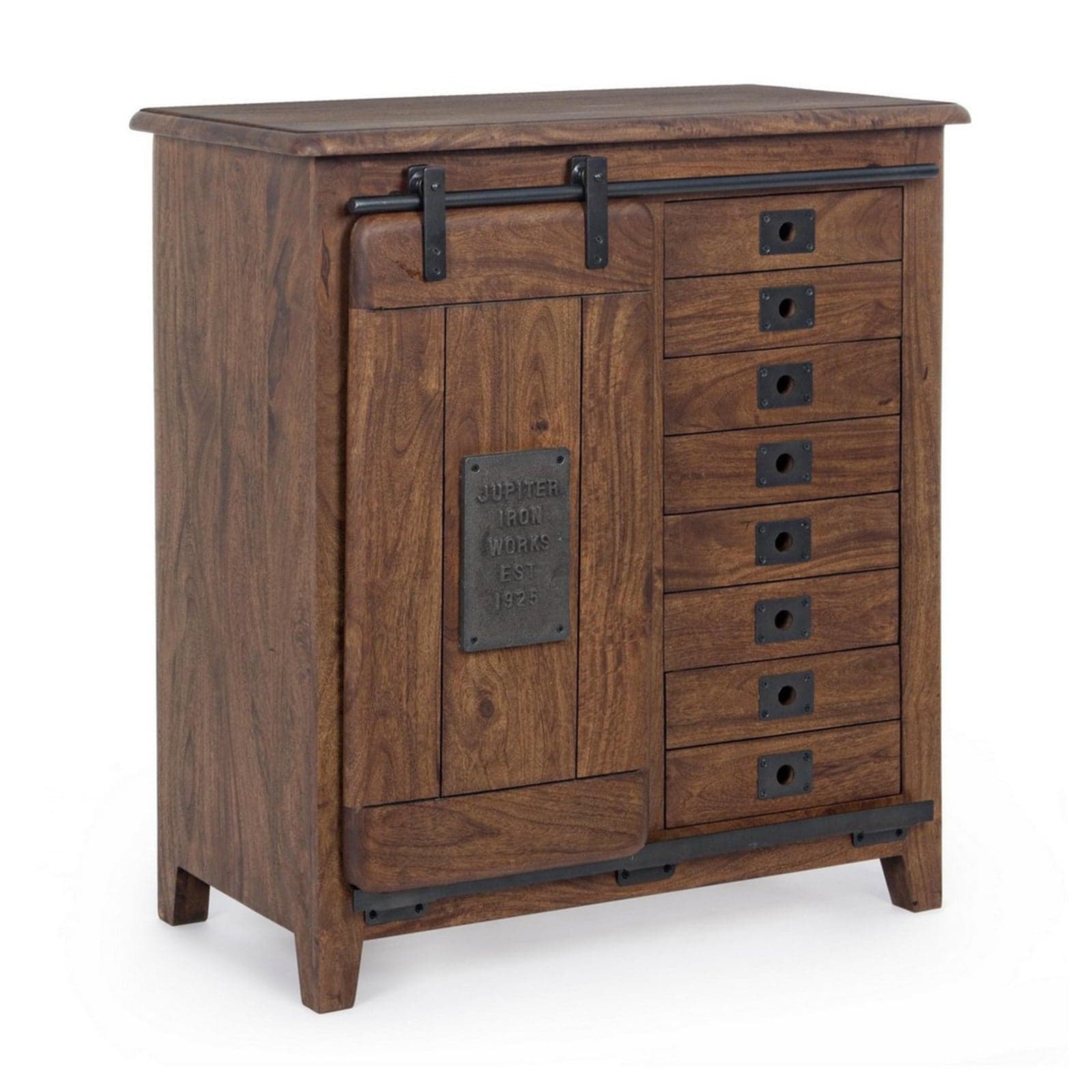 Credenza "Jupiter" con struttura in legno di mango, maniglie in acciaio, stile vintage - 5