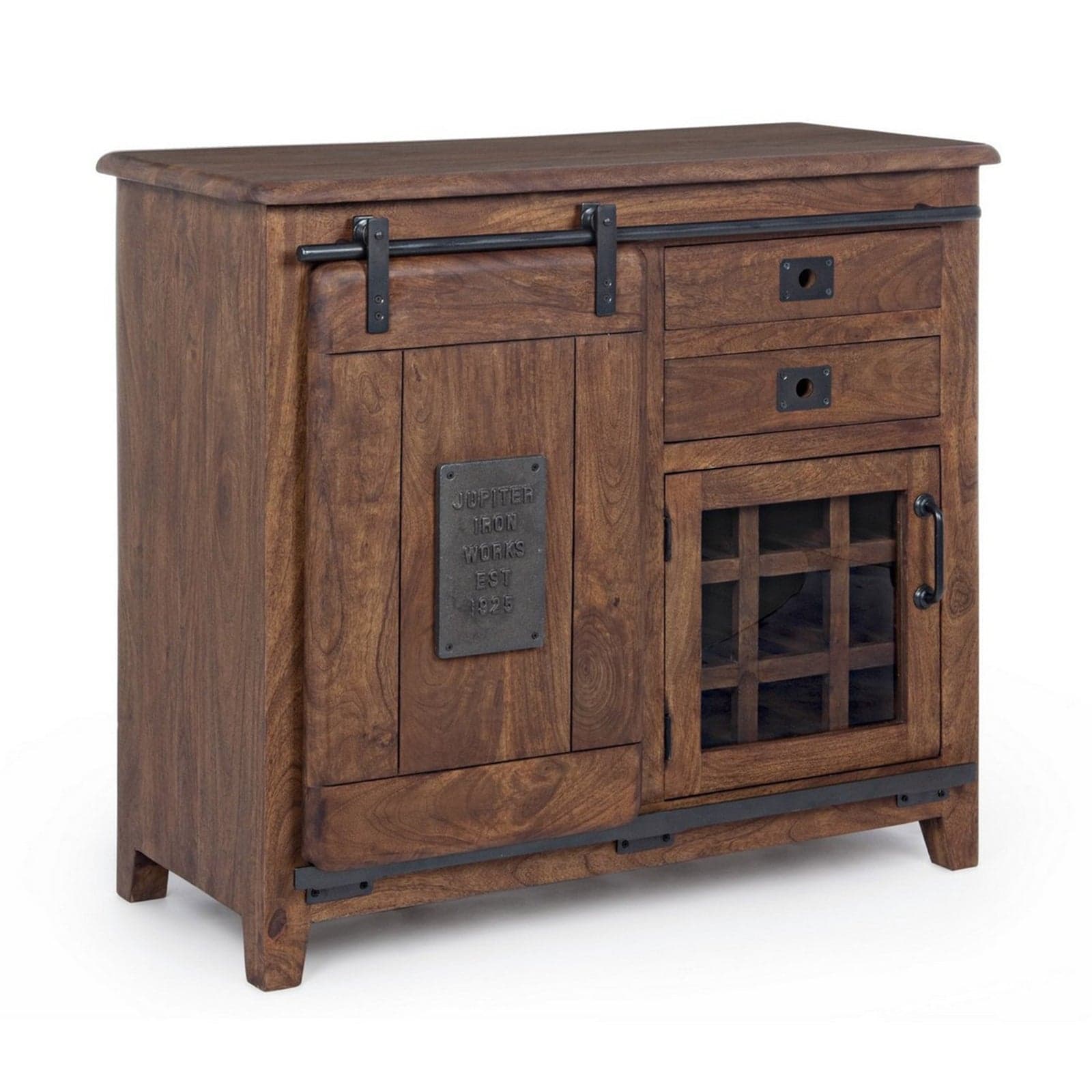 Credenza "Jupiter" con struttura in legno di mango, maniglie in acciaio, stile vintage - 4