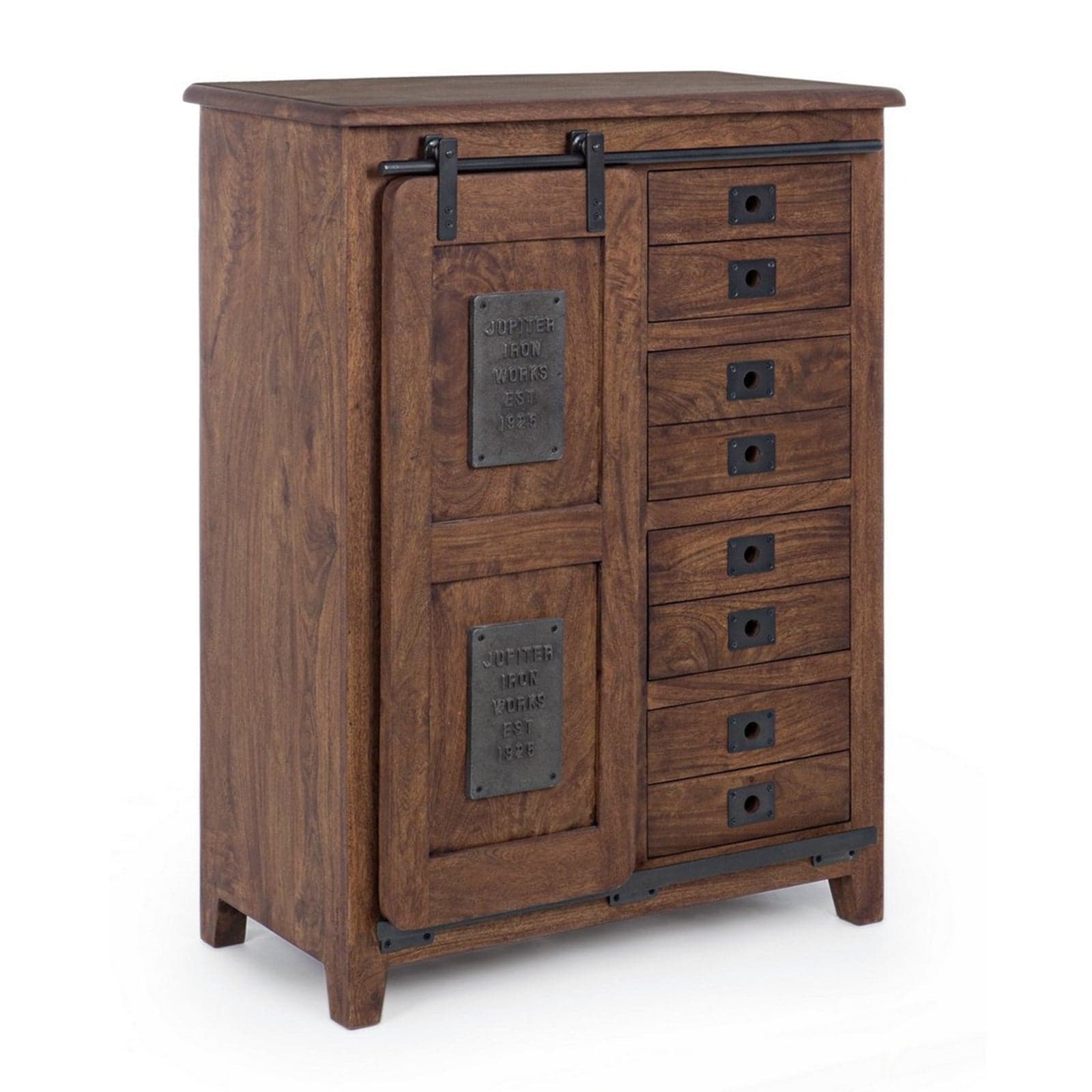 Credenza "Jupiter" con struttura in legno di mango, maniglie in acciaio, stile vintage - 2