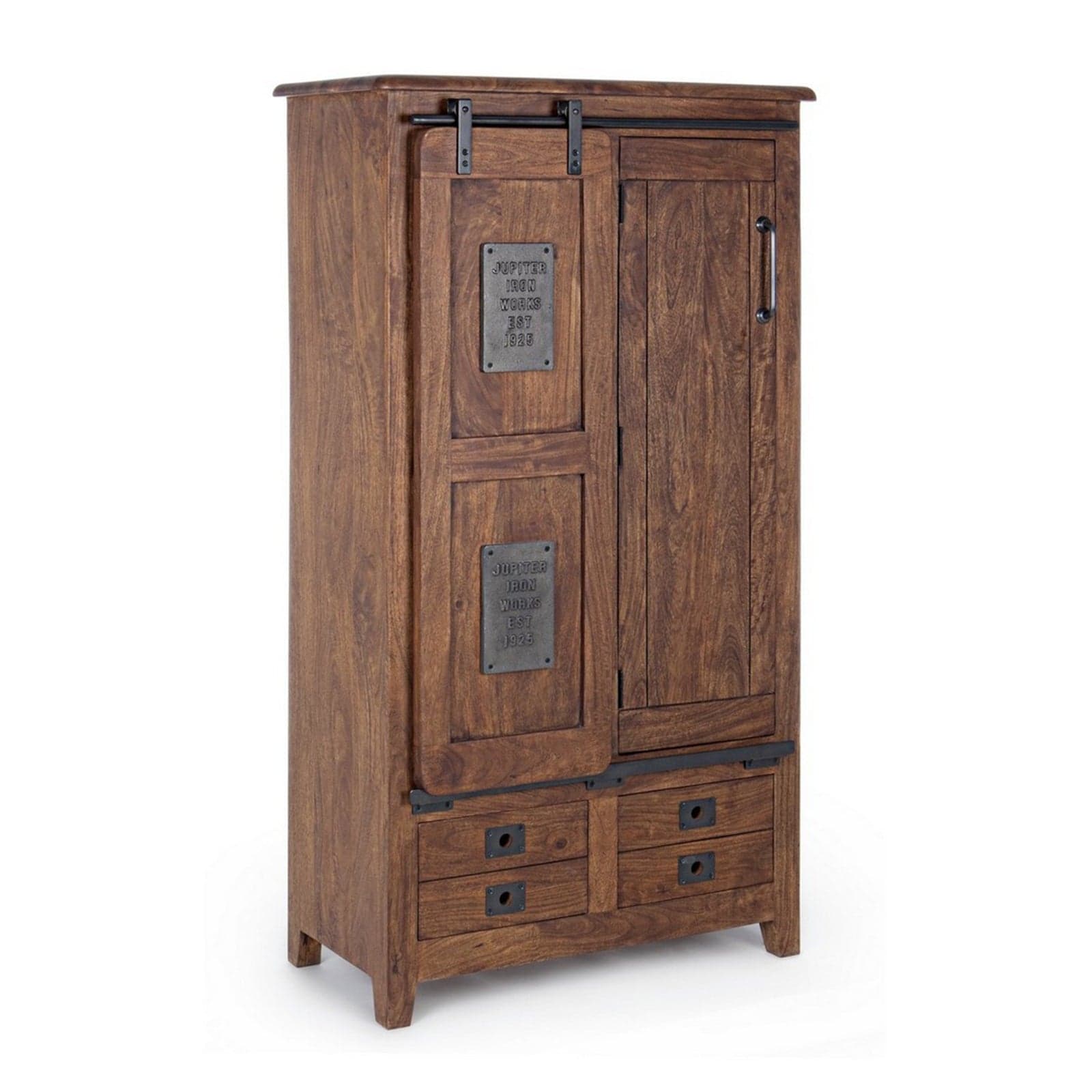 Credenza "Jupiter" con struttura in legno di mango, maniglie in acciaio, stile vintage - 6