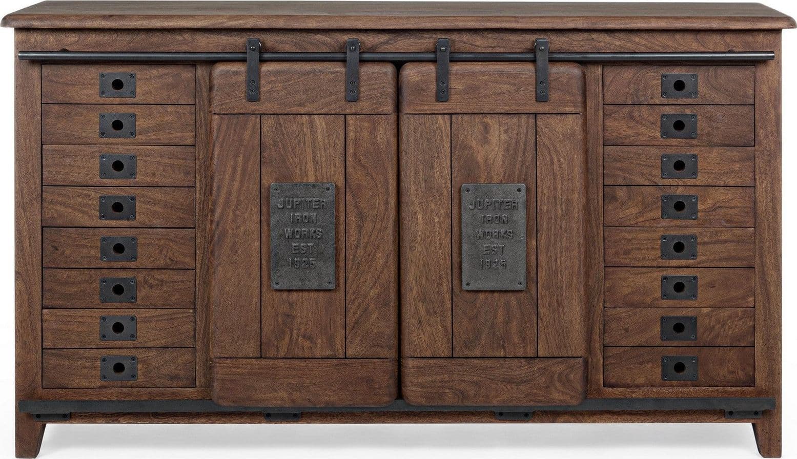 Credenza "Jupiter" con struttura in legno di mango, maniglie in acciaio, stile vintage - 11