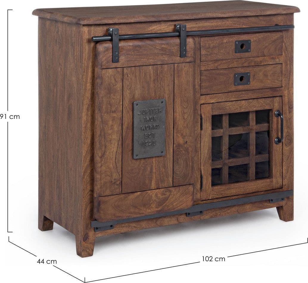 Credenza "Jupiter" con struttura in legno di mango, maniglie in acciaio, stile vintage - 15