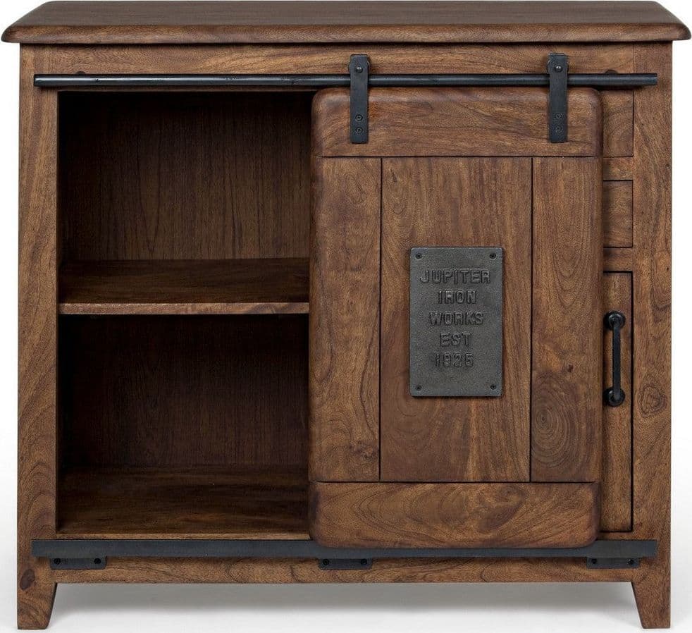 Credenza "Jupiter" con struttura in legno di mango, maniglie in acciaio, stile vintage - 18