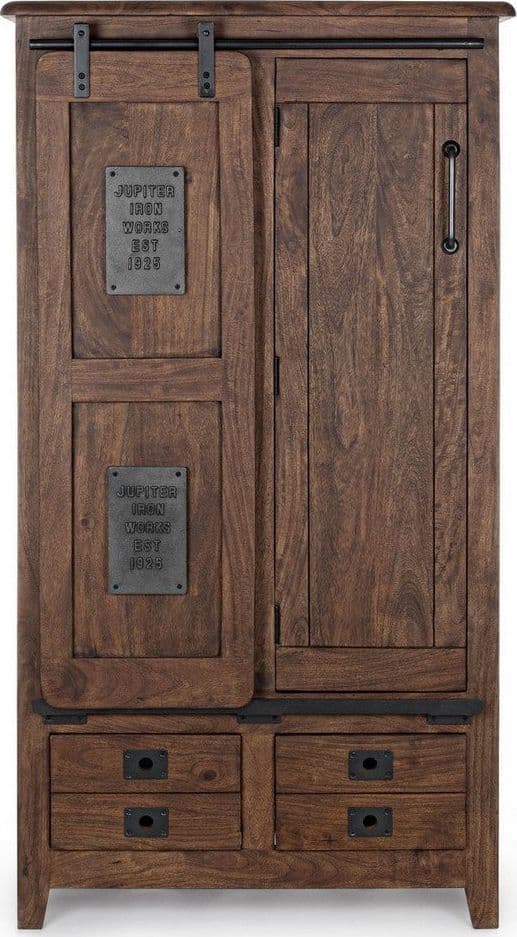 Credenza "Jupiter" con struttura in legno di mango, maniglie in acciaio, stile vintage - 3