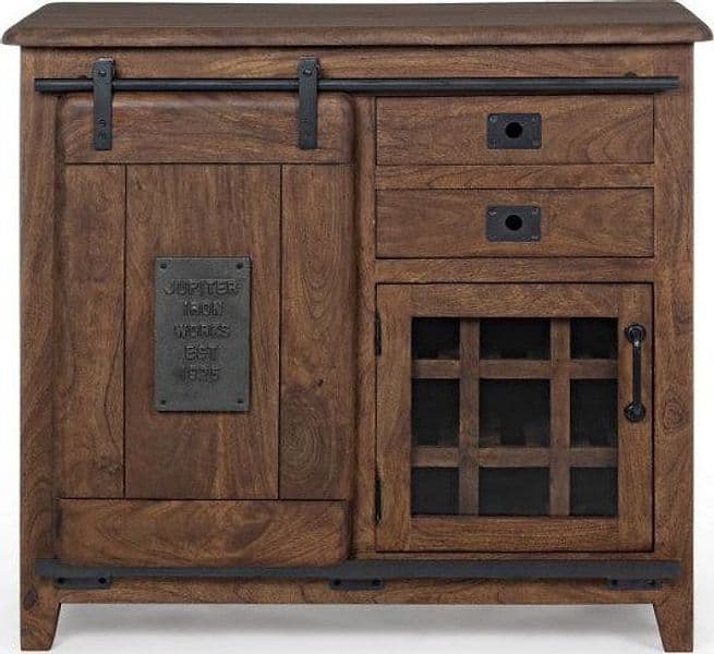 Credenza "Jupiter" con struttura in legno di mango, maniglie in acciaio, stile vintage - 21