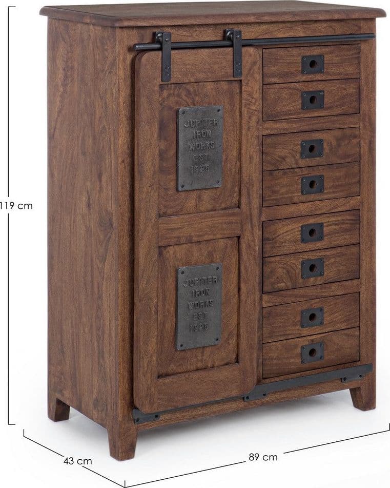 Credenza "Jupiter" con struttura in legno di mango, maniglie in acciaio, stile vintage - 23