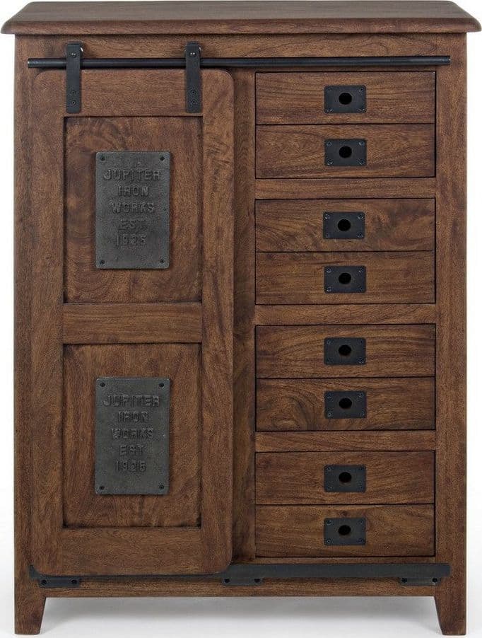 Credenza "Jupiter" con struttura in legno di mango, maniglie in acciaio, stile vintage - 24