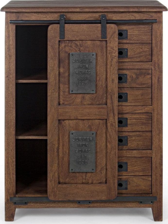 Credenza "Jupiter" con struttura in legno di mango, maniglie in acciaio, stile vintage - 25