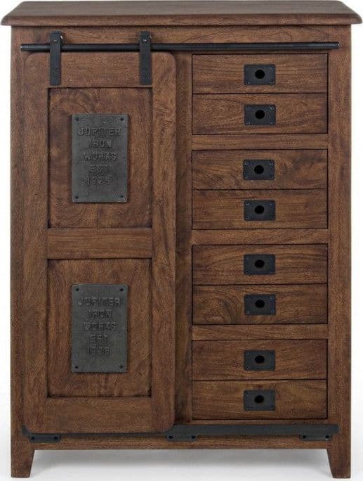 Credenza "Jupiter" con struttura in legno di mango, maniglie in acciaio, stile vintage - 27