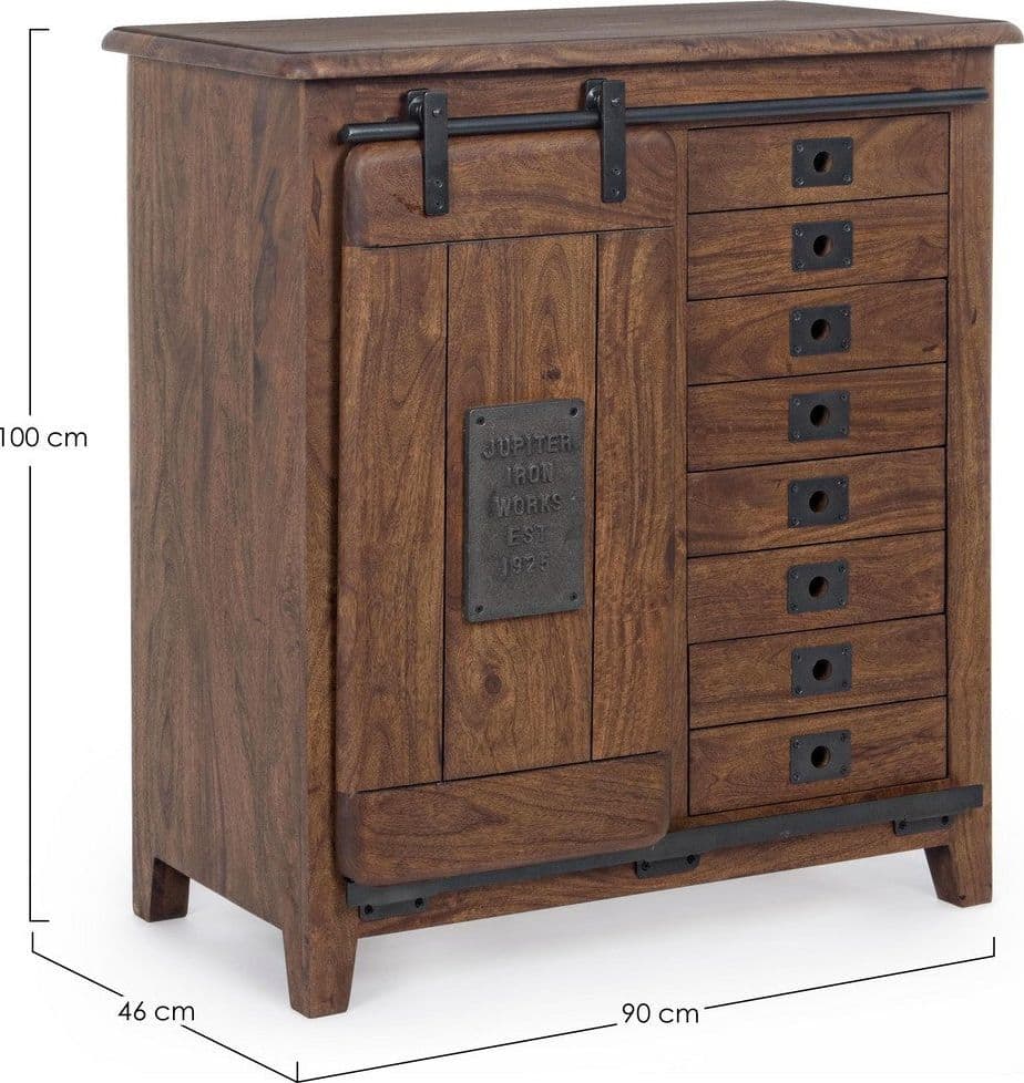 Credenza "Jupiter" con struttura in legno di mango, maniglie in acciaio, stile vintage - 29