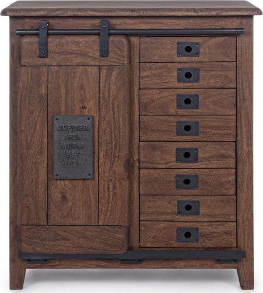 Credenza "Jupiter" con struttura in legno di mango, maniglie in acciaio, stile vintage - 34