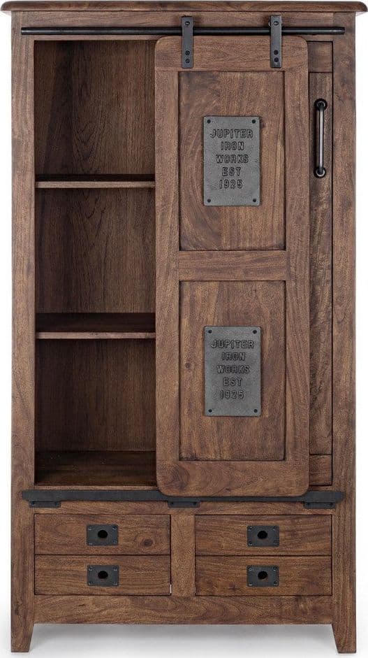 Credenza "Jupiter" con struttura in legno di mango, maniglie in acciaio, stile vintage - 5
