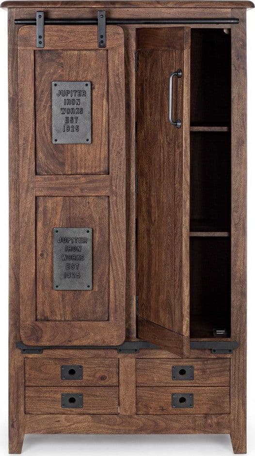 Credenza "Jupiter" con struttura in legno di mango, maniglie in acciaio, stile vintage - 6