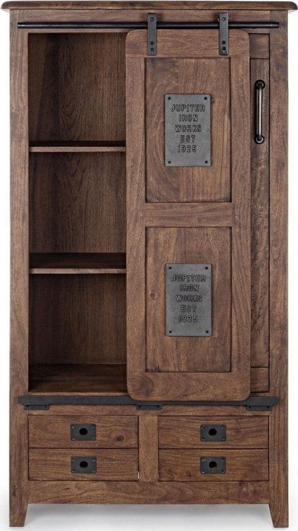 Credenza "Jupiter" con struttura in legno di mango, maniglie in acciaio, stile vintage - 7