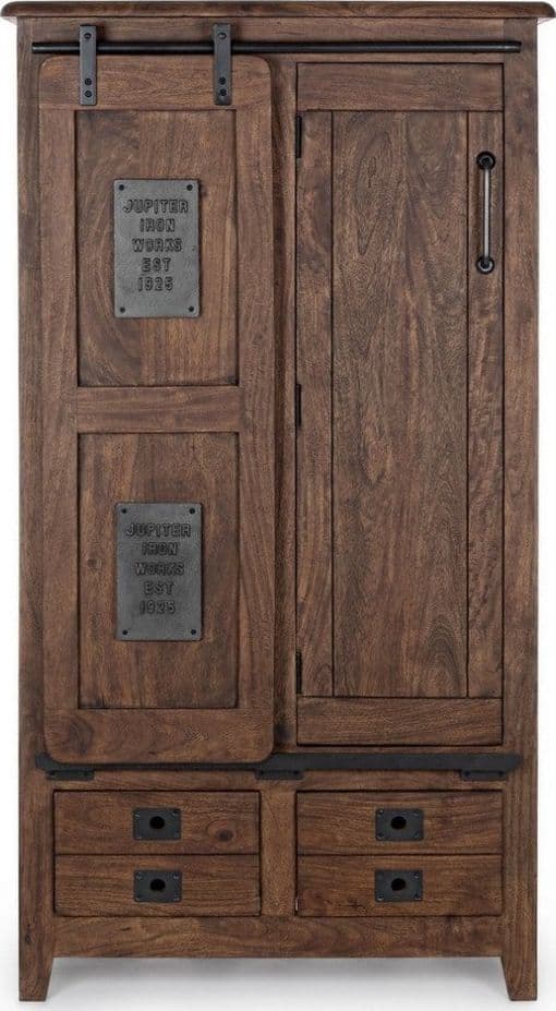 Credenza "Jupiter" con struttura in legno di mango, maniglie in acciaio, stile vintage - 8