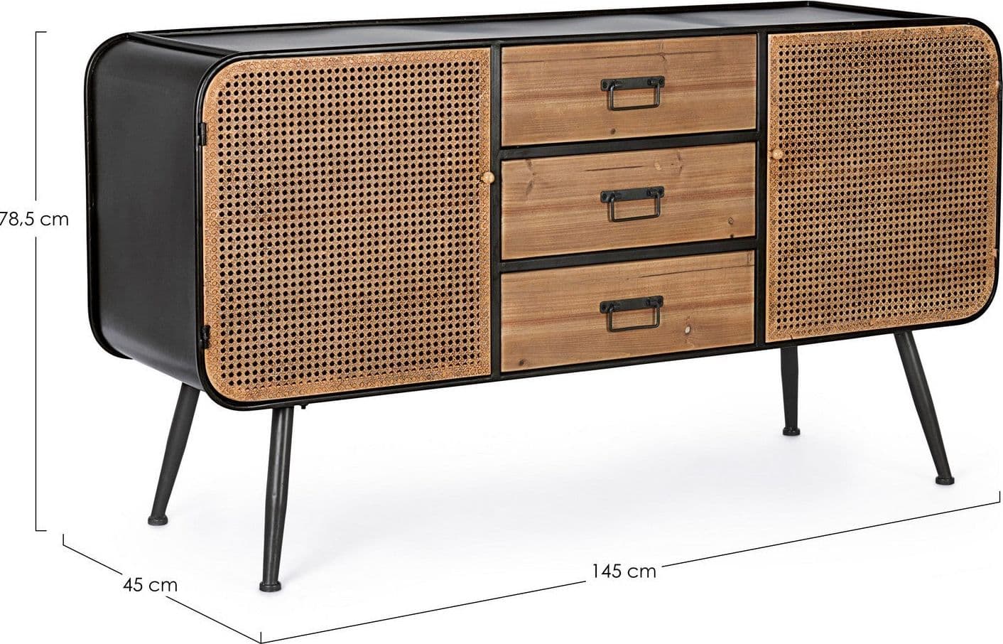 Credenza "Elton" con struttura in acciaio, cassetti in legno di abete, stile vintage - 17