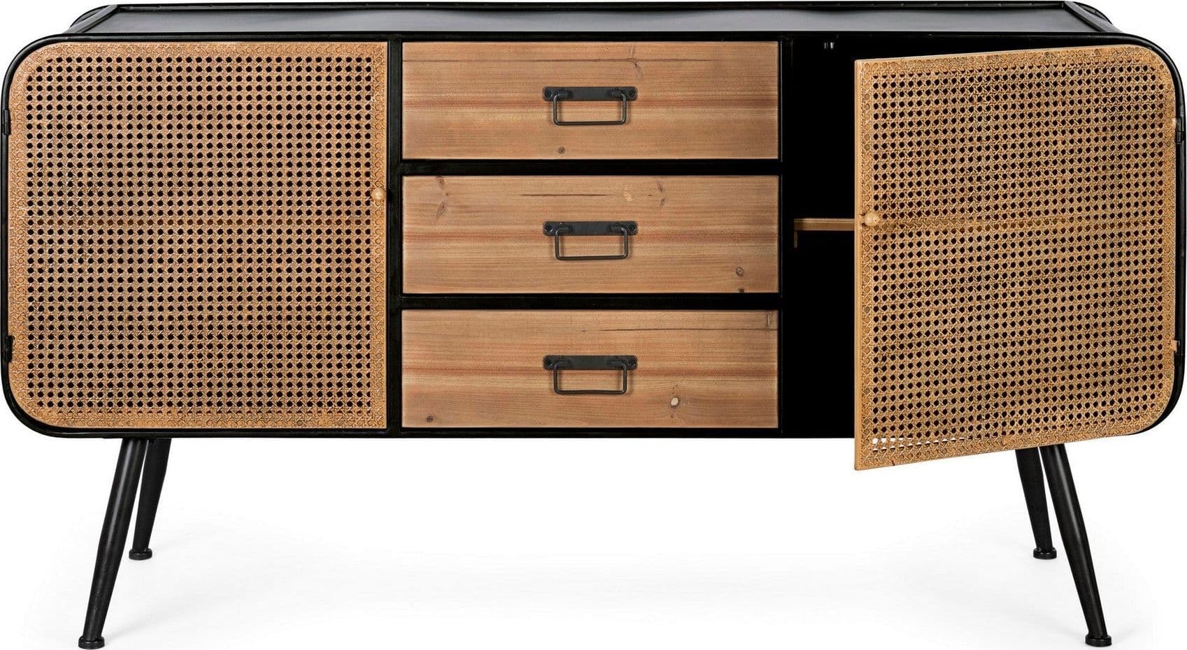 Credenza "Elton" con struttura in acciaio, cassetti in legno di abete, stile vintage - 24
