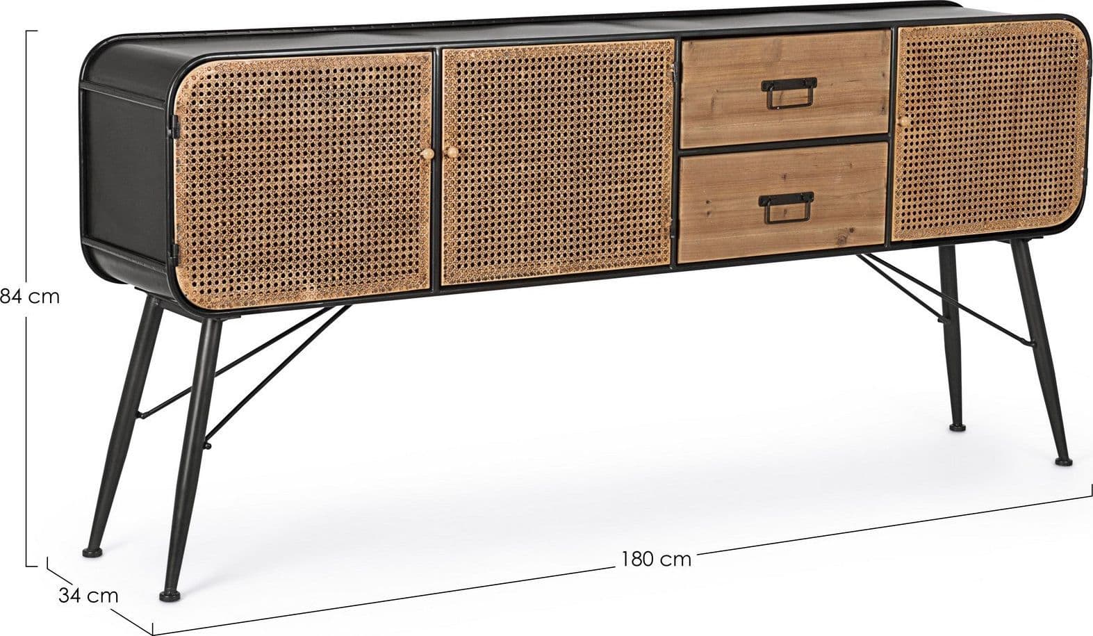 Credenza "Elton" con struttura in acciaio, cassetti in legno di abete, stile vintage - 10