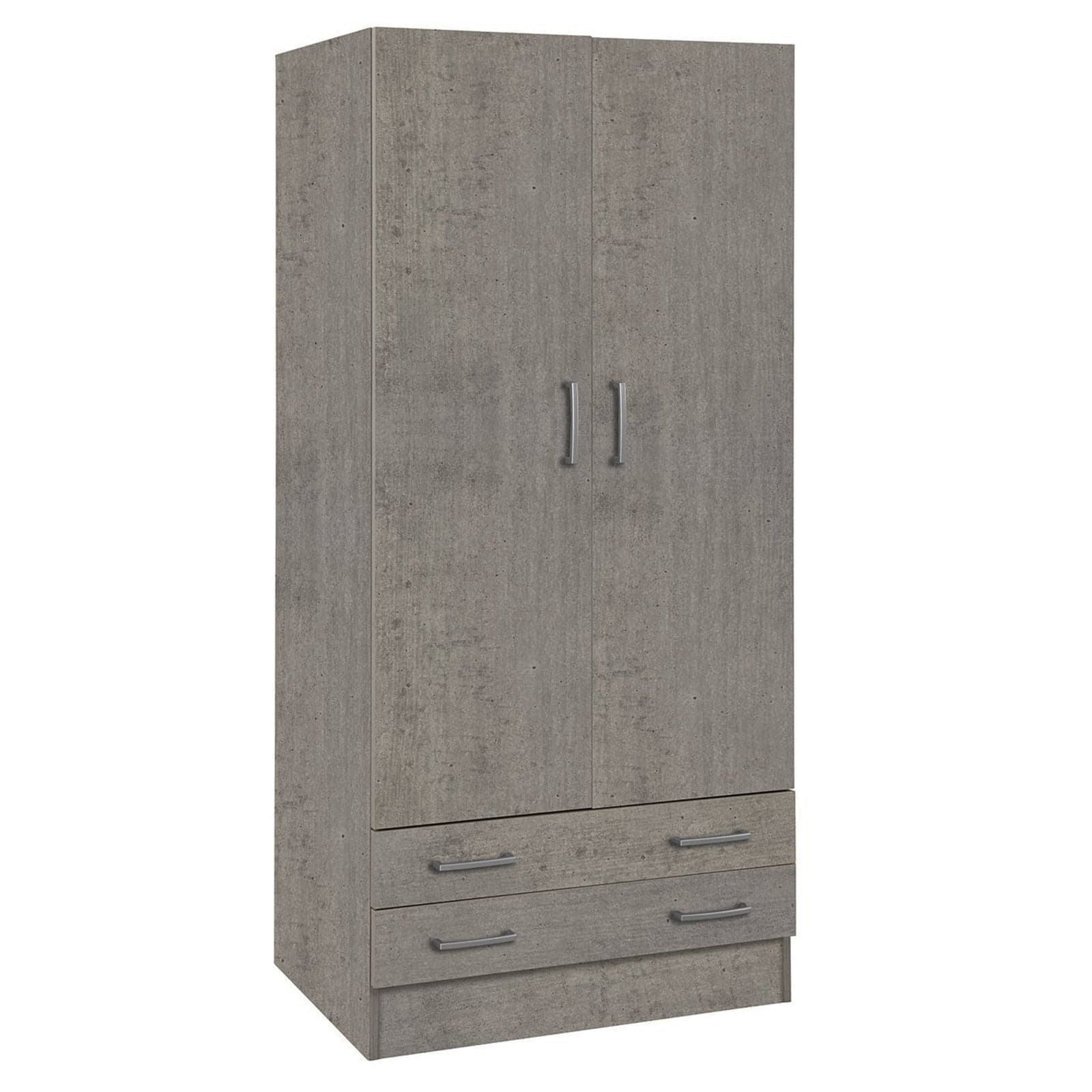 Armadio Cemento in legno con cassettiera, armadietto portabiti e scarpiera Made in Italy – 2 Ante – Composad – marmo