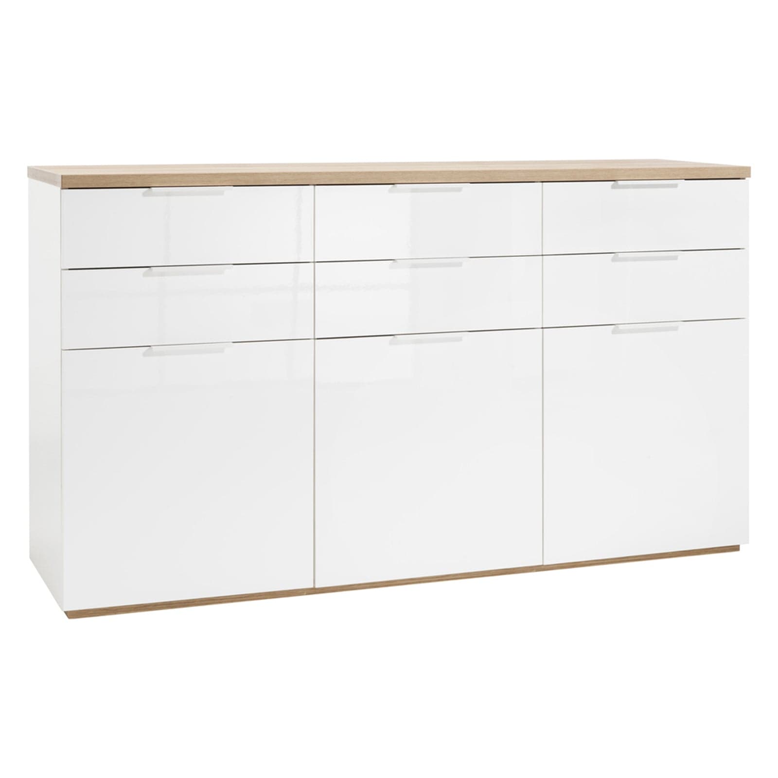 Madia multiuso "Mundi" 3 ante e 6 cassetti bianco laccato arredamento moderno h 102 cm in Cassettiere Decor Space - Altamura, commercioVirtuoso.it