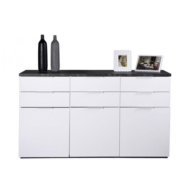 Madia multiuso "Mundi" 3 ante e 6 cassetti bianco laccato arredamento moderno h 102 cm in Cassettiere Decor Space - Altamura, commercioVirtuoso.it