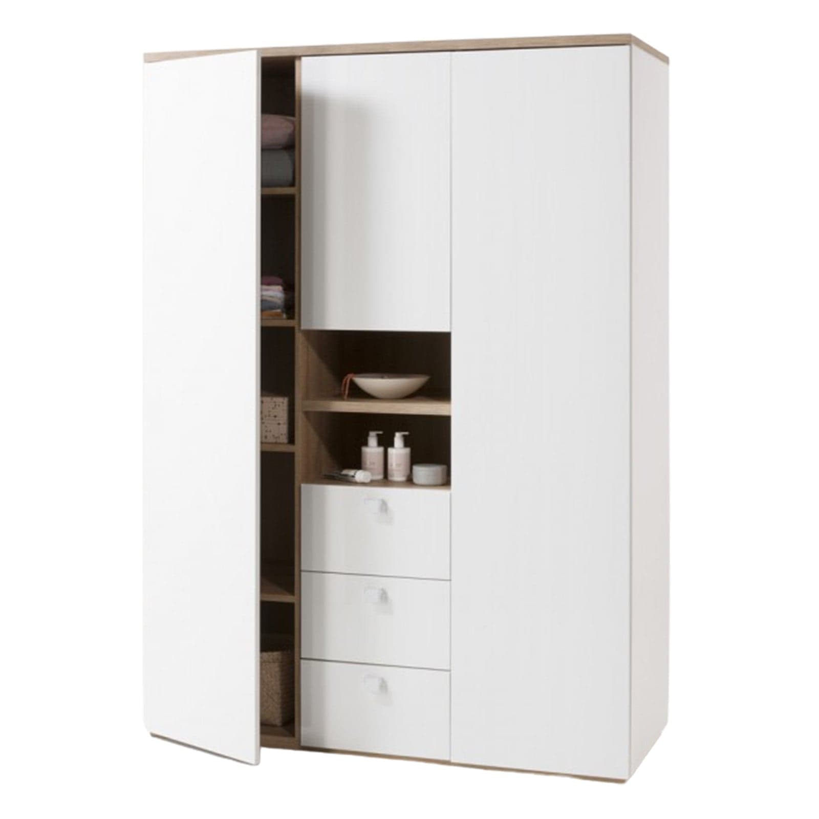 Armadio 3 ante e 3 cassetti Rovere e Bianco Laccato per cameretta moderna in Armadi Decor Space - Altamura, commercioVirtuoso.it