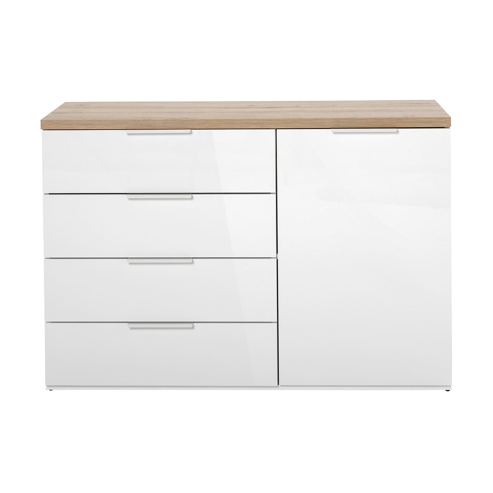 Cassettiera multiuso "Globo" con 4 cassetti ed 1 anta rovere e Bianco h 82 cm - 3