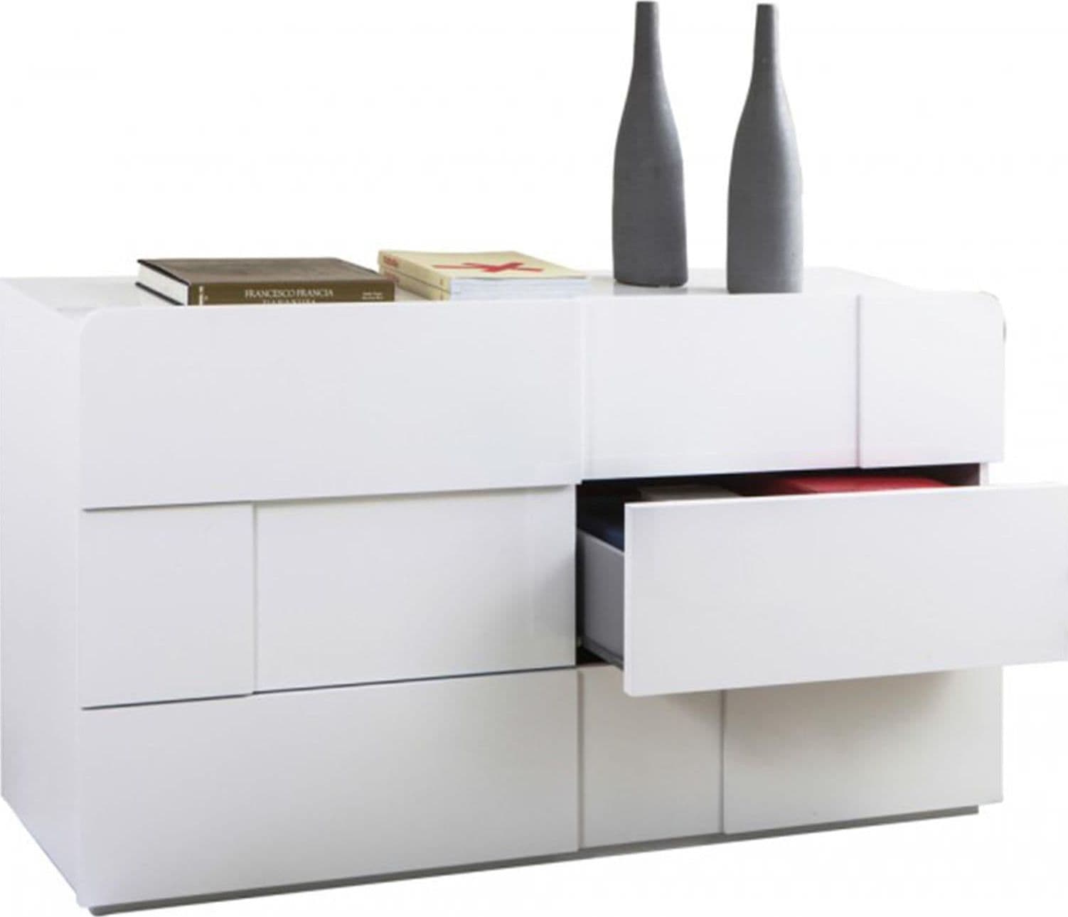 Cassettiera bianco lucido per stanza da letto e cameretta, Madia con guide in metallo in Cassettiere Decor Space - Altamura, commercioVirtuoso.it