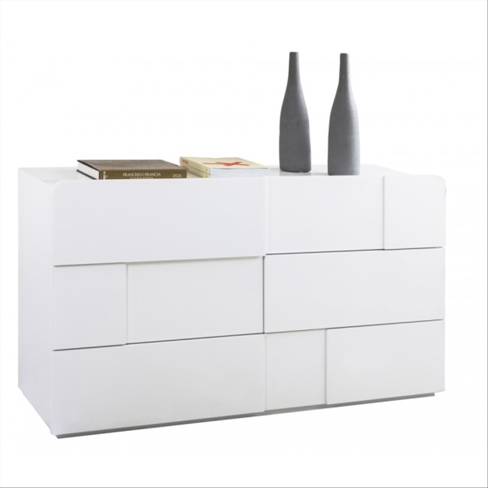 Cassettiera bianco lucido per stanza da letto e cameretta, Madia con guide in metallo in Cassettiere Decor Space - Altamura, commercioVirtuoso.it