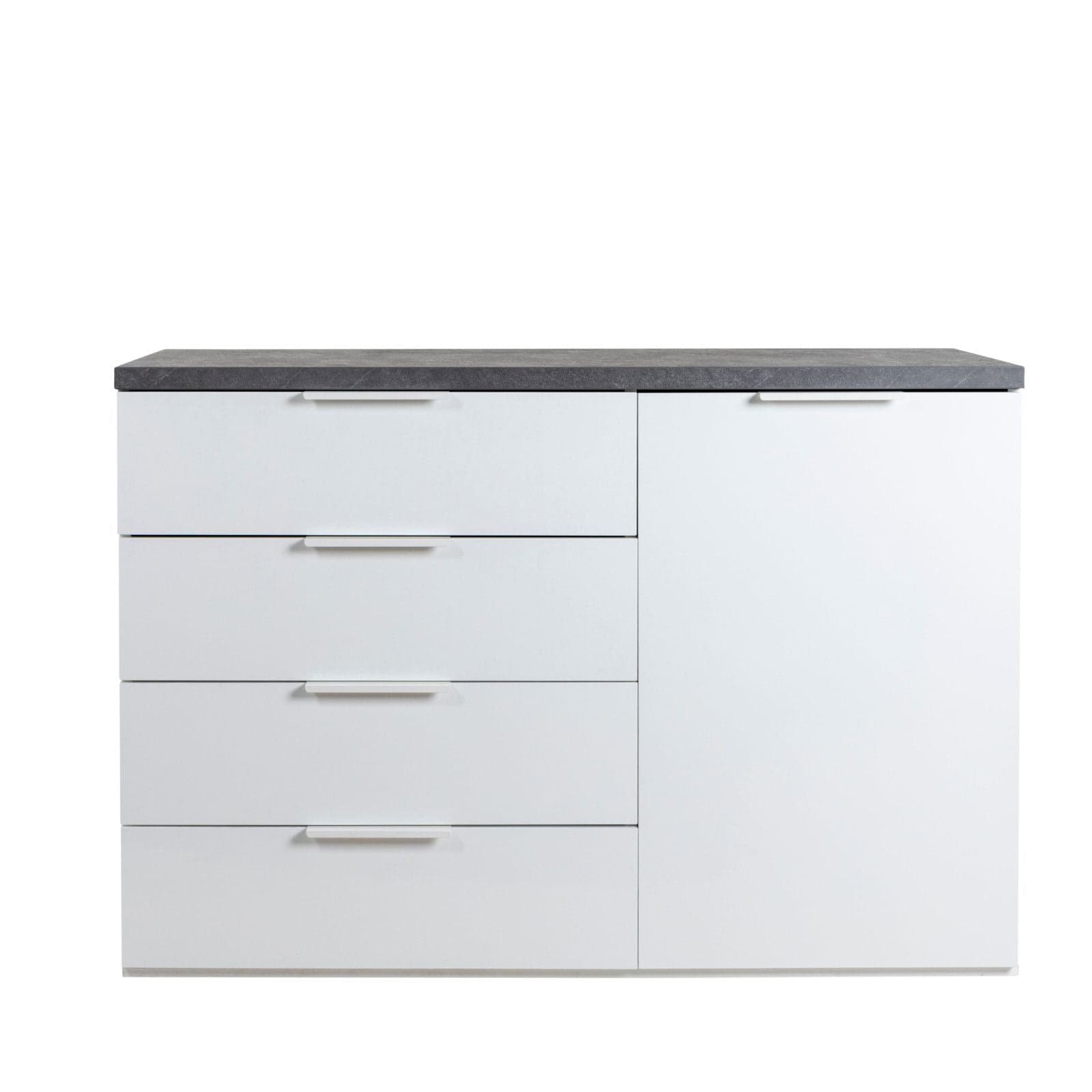 Cassettiera multiuso "Mundi" con 4 cassetti ed 1 anta Nero e Bianco h 82 cm in Cassettiere Decor Space - Altamura, commercioVirtuoso.it