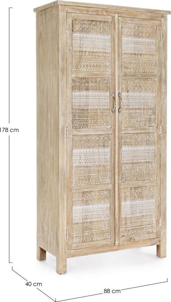 Credenza "Mayra" con struttura in legno di mango, decorazioni a mano, stile naturale - 24